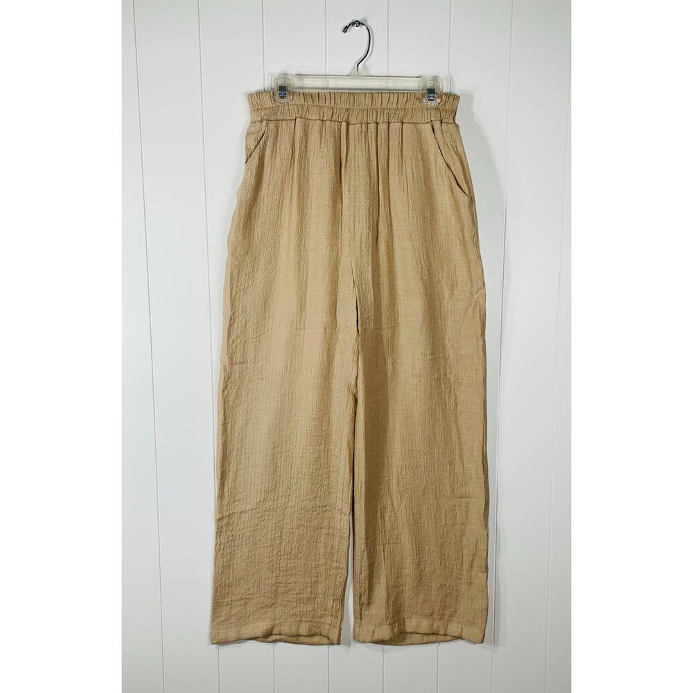NEW - Blu Pepper Womens Versona Cream Khaki Wide-Leg Baggy Dress Pant Medium